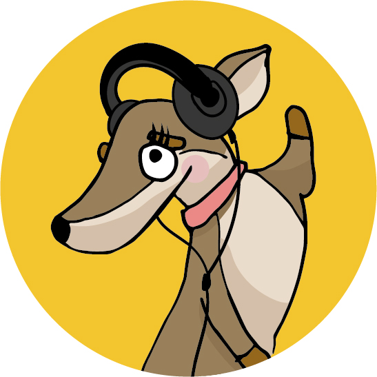 Pixi mit Kopfhörern