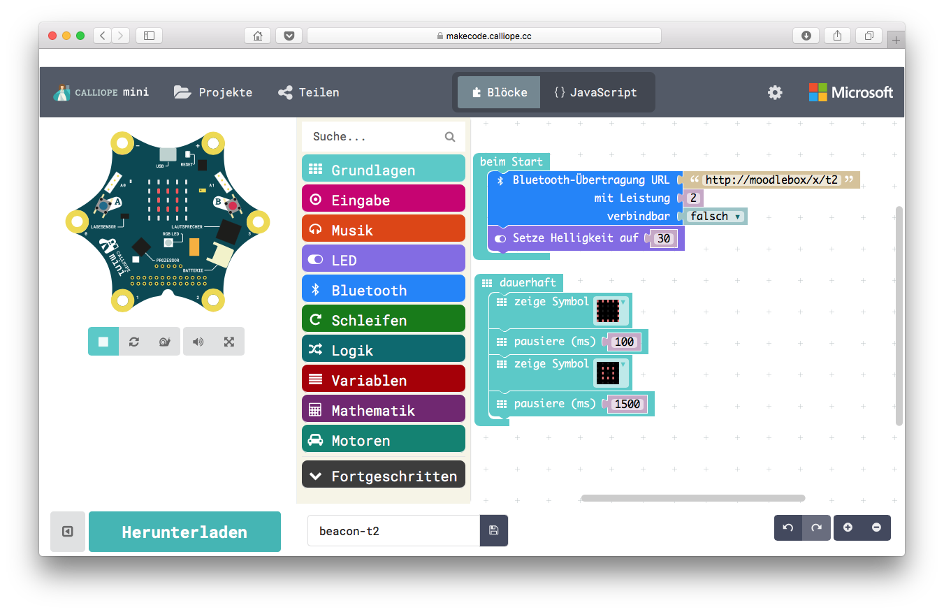 iBeacon für Team 1 - Programmierung mit MakeCode